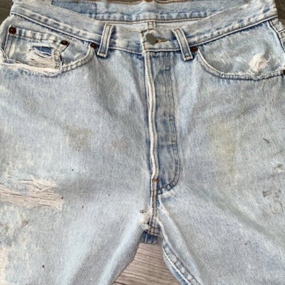VINTAGE USA 80s Levi's 501 Original Jeans Mens 32 x 30 Button Fly Distress RARE - Picture 12 of 12